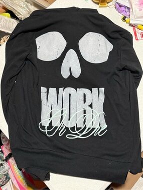 Work or Die Flag Nor Fail Zip Up Light Weight, black grey n mint XS